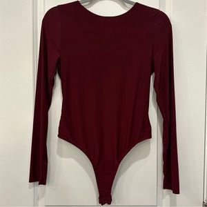Mikey & Joey Burgundy Long Sleeve V-Neck Back Bodysuit (L)